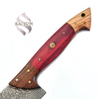 Handmade Stainless Steel Damascus Chef Knife Red Wood 301 Sachem