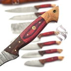 Red 8 pcs Rust Proof Damascus Steel Kitchen Knife Set 129 Sachem