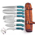Stainless Damascus Steel Kitchen Knife Set Blue with Bag 101 Sachem