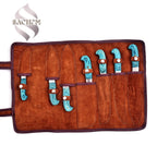 Stainless Damascus Steel Kitchen Knife Set Blue with Bag 101 Sachem