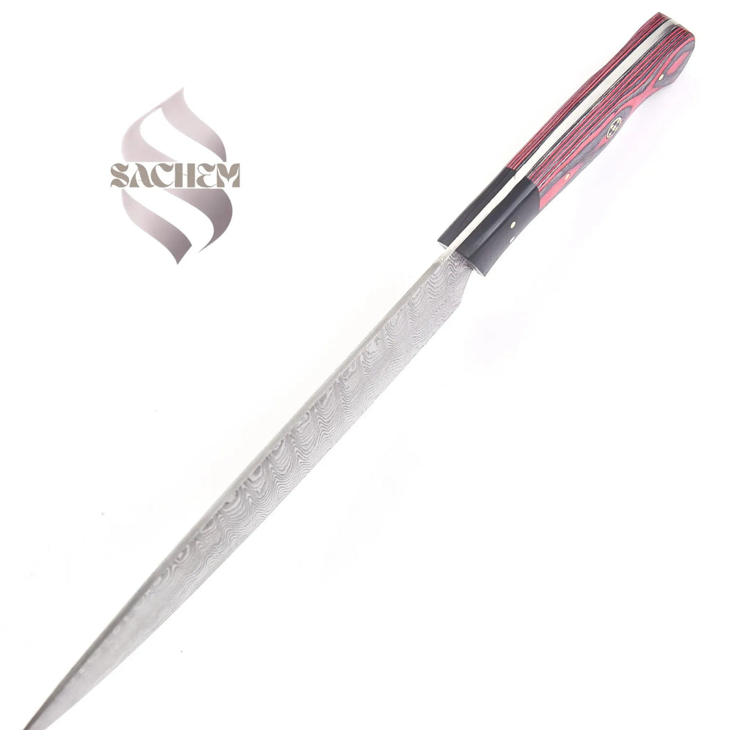 Stainless Steel Damascus Kitchen Knife Chef Red Black 303 Sachem