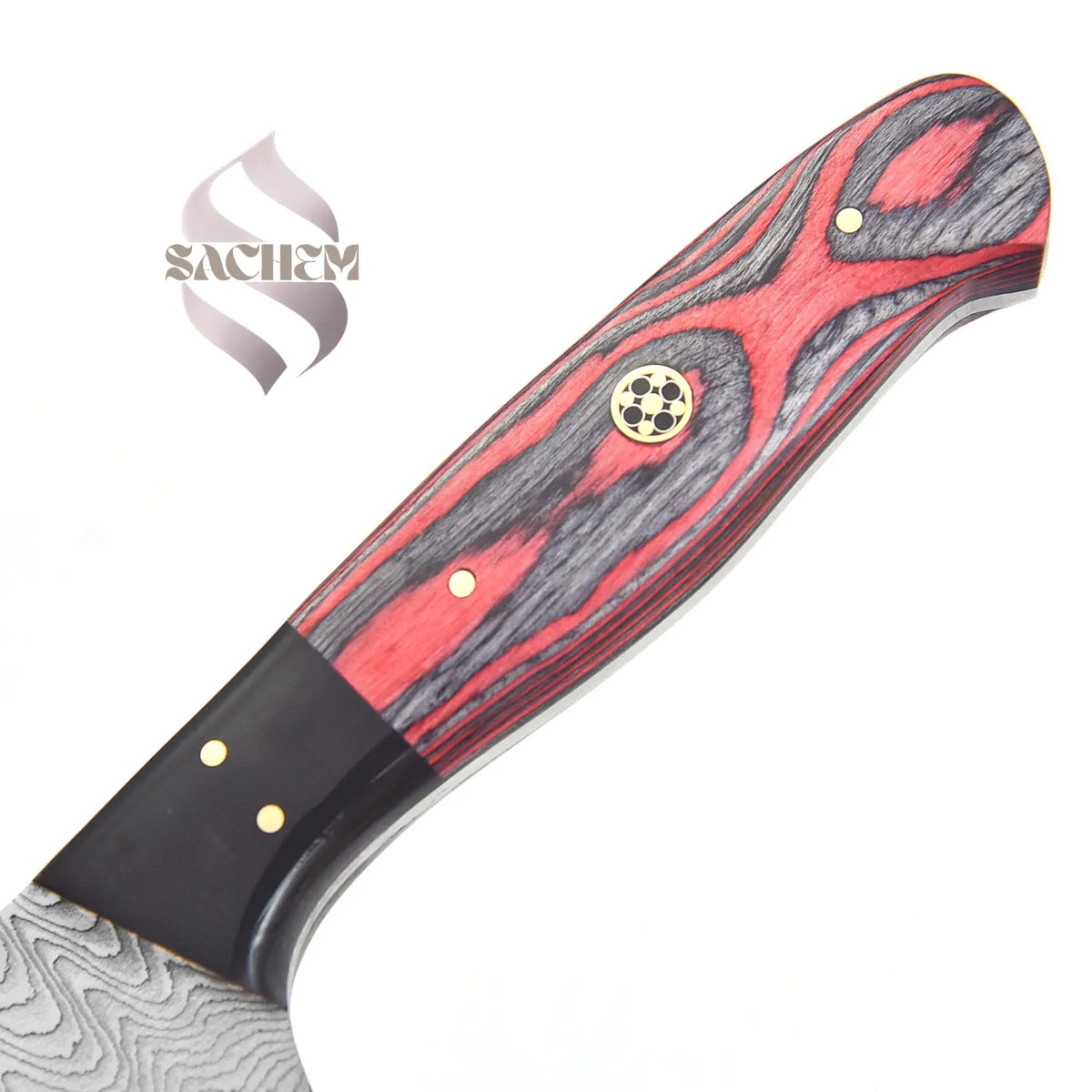 Stainless Steel Damascus Kitchen Knife Chef Red Black 303 Sachem